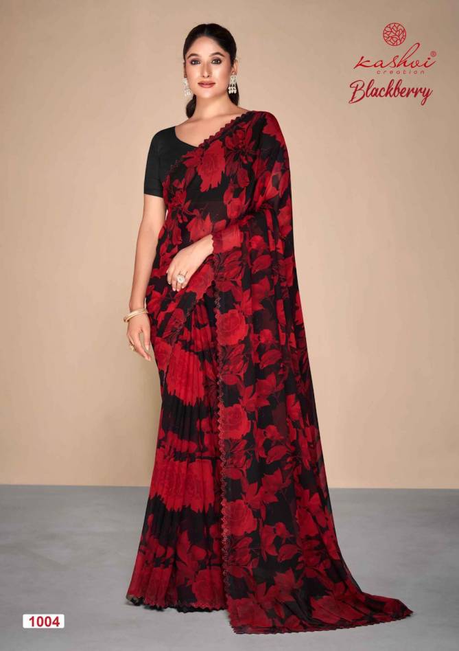 Blackberry By Kashvi Printed Pure Georgette Sarees Wholesale Price In Surat